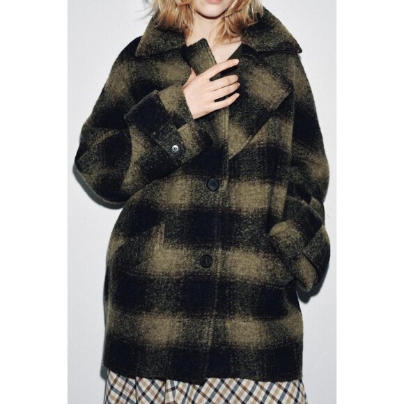 ZARA CHECK WOOL BLEND COAT ZW COLLECTION LIMITED EDITION - Picture 4 of 11